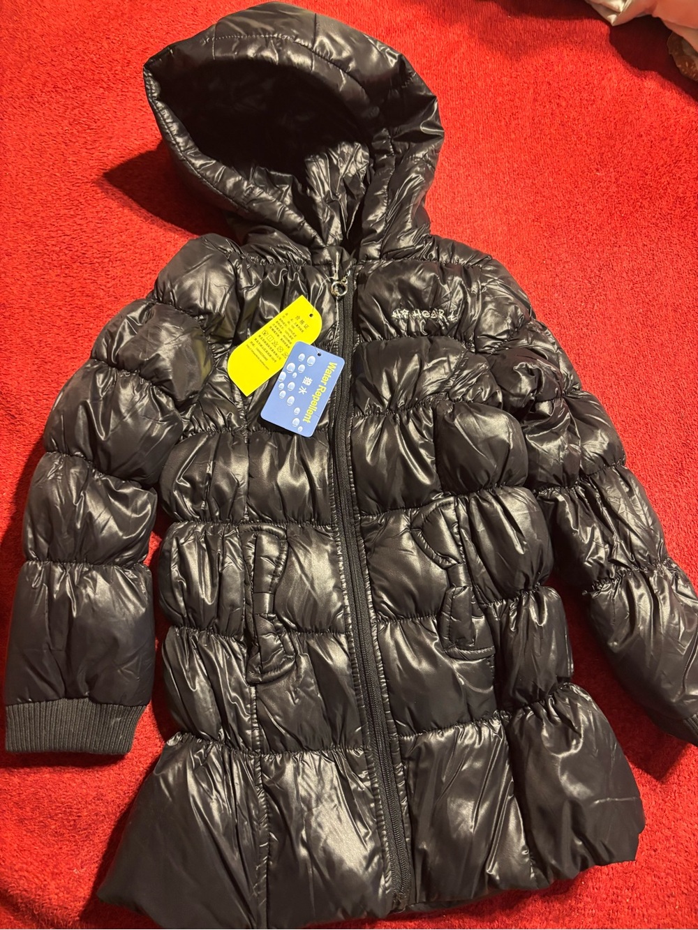 M2C Kids Black Puffer Hooded Jacket - Lightweight Warmth Waterproof size 2T NWT